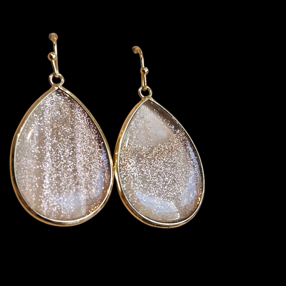 NWT - 18k Gold Celestial Glitter Teardrop Earrings - Picture 10 of 13